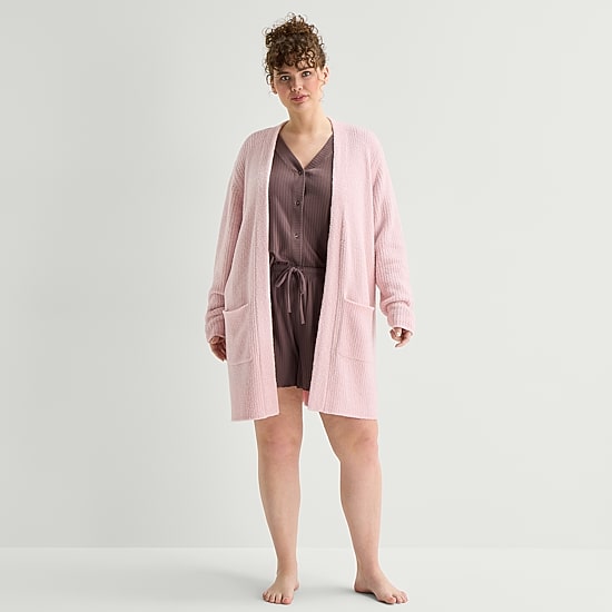 Ambrielle Womens Mid Length Long Sleeve Robe