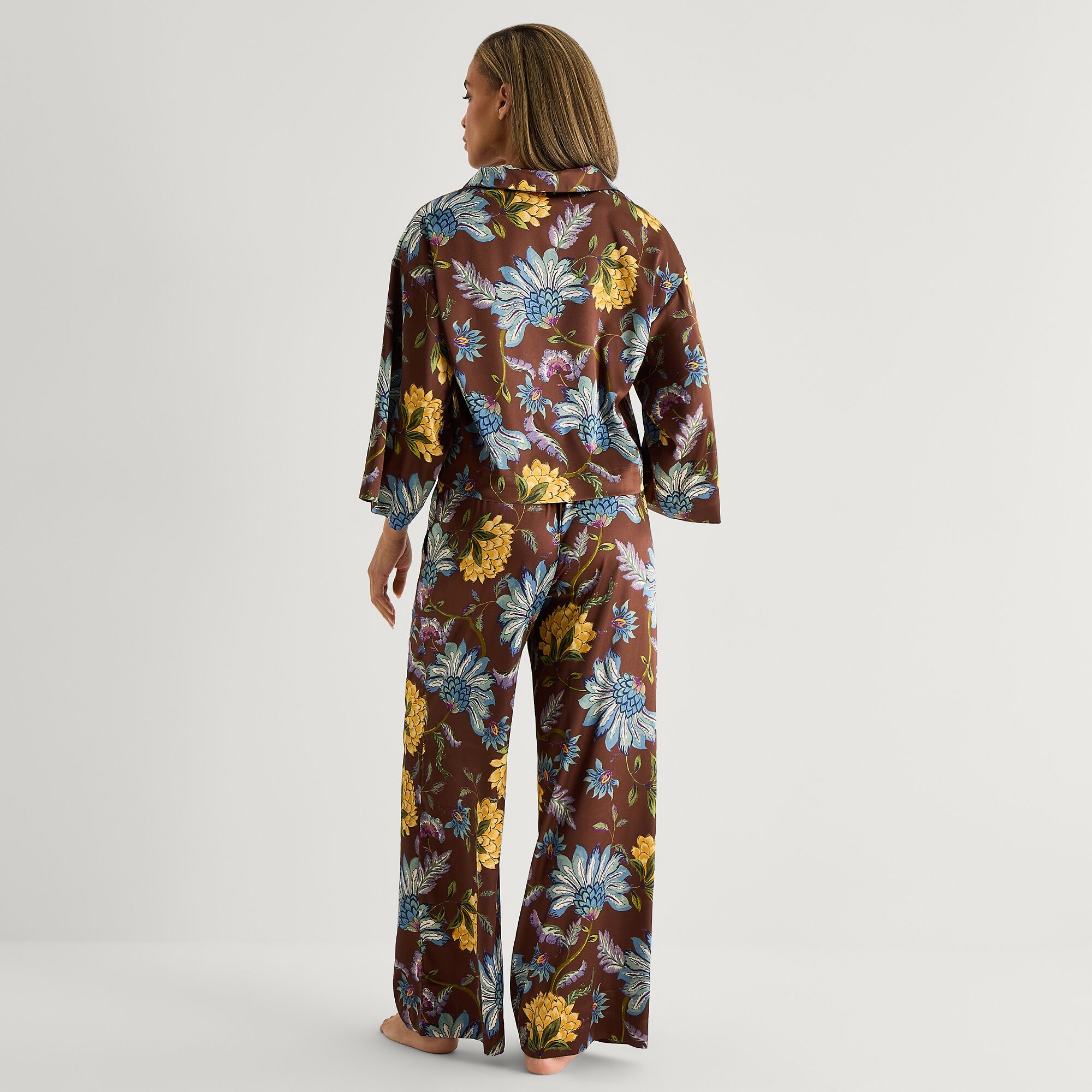 Liz Claiborne Womens Satin Long Sleeve 2-pc. Pajama Set