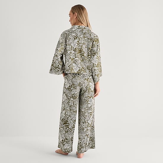 Liz Claiborne Womens Satin Long Sleeve 2-pc. Pajama Set