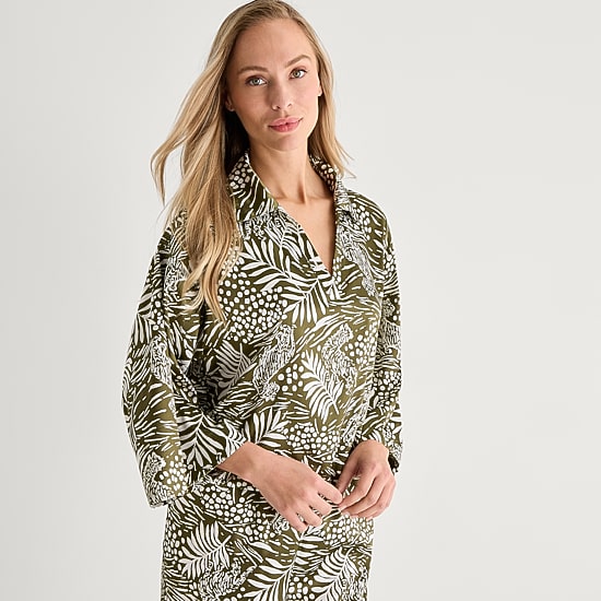 Liz Claiborne Womens Satin Long Sleeve 2-pc. Pajama Set