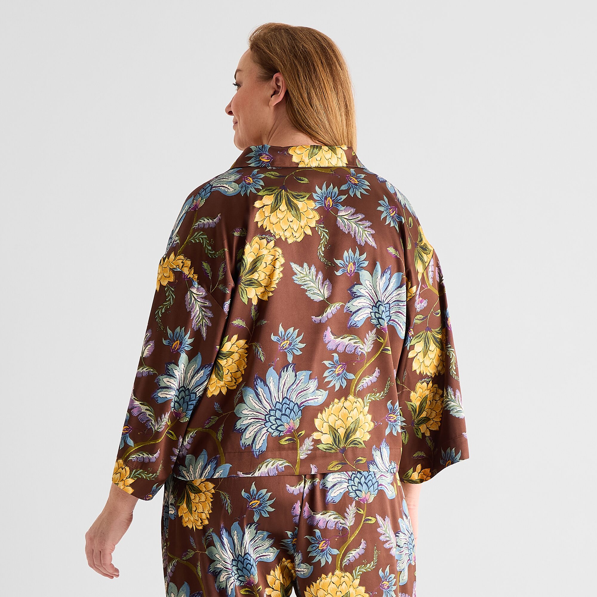 Liz Claiborne Womens Satin Long Sleeve 2-pc. Plus Pajama Set