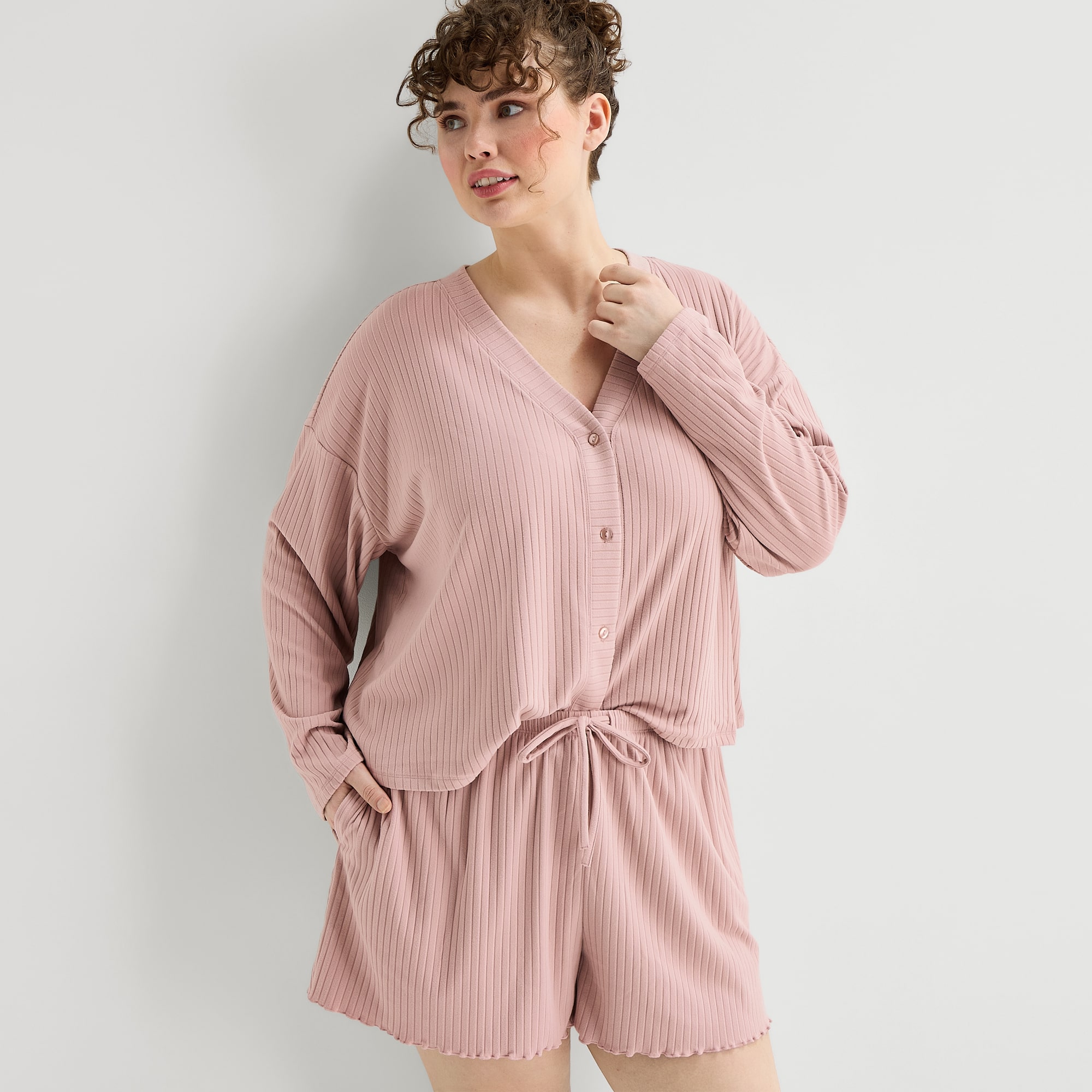 AMB CARDIGAN SHORT SET W