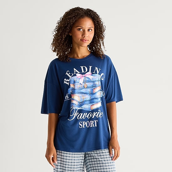 Arizona Body Womens Round Neck Short Sleeve Juniors Pajama Top