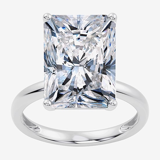 (F/Vs2) Womens 10 Ct. Lab Grown White Diamond 14K Gold Rectangular Solitaire Engagement Ring