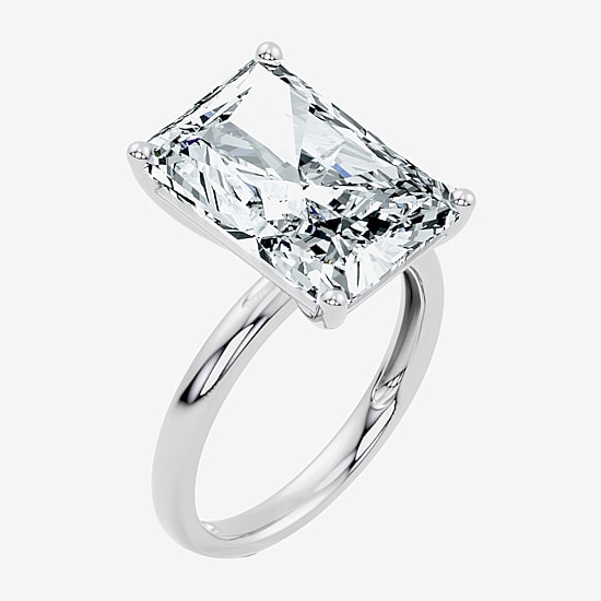 (F/Vs2) Womens 10 Ct. Lab Grown White Diamond 14K Gold Rectangular Solitaire Engagement Ring