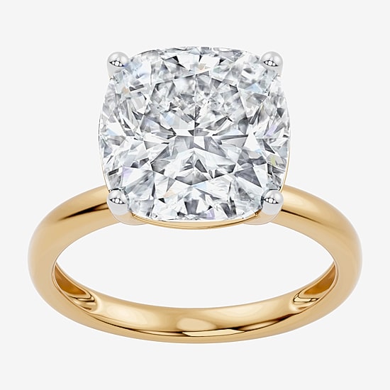 (F / Vs2) Womens 10 Ct. Lab Grown White Diamond 14K Gold Cushion Engagement Ring