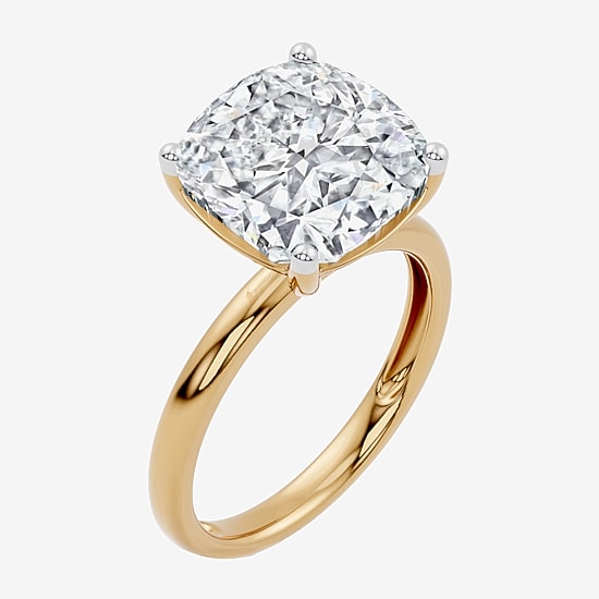 (F / Vs2) Womens 10 Ct. Lab Grown White Diamond 14K Gold Cushion Engagement Ring