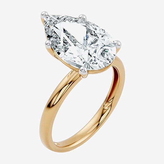 (F / Vs2) Womens 7 Ct. Lab Grown White Diamond 14K Gold Pear Engagement Ring