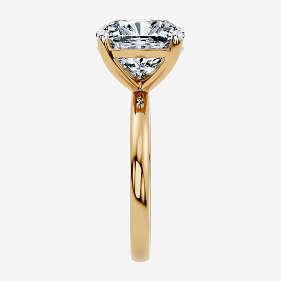 (F / Vs2) Womens 5 CT. T.W. Lab Grown White Diamond 14K Gold Cushion Engagement Ring