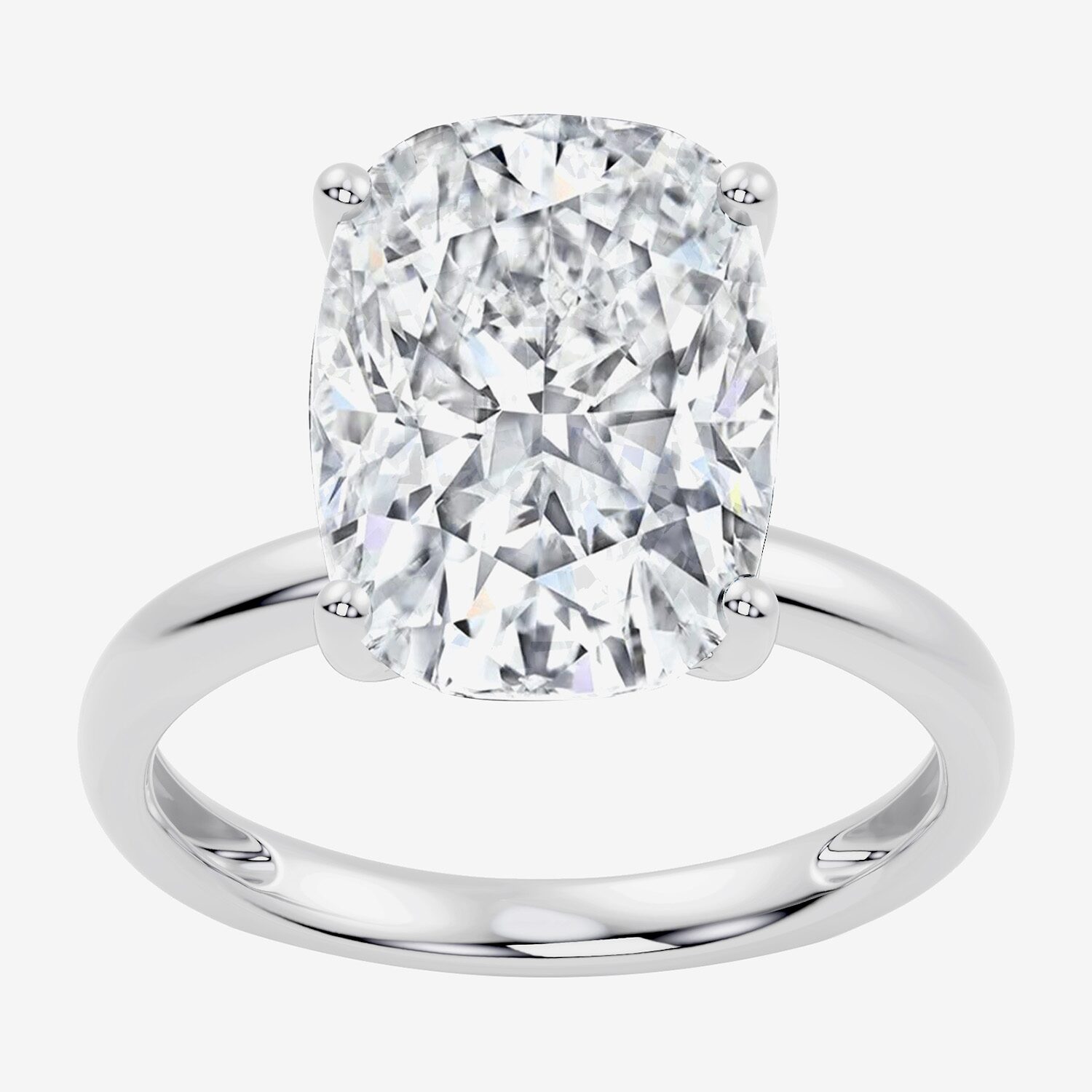(F / Vs2) Womens 5 CT. T.W. Lab Grown White Diamond 14K Gold Cushion Engagement Ring