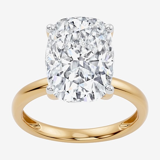 (F / Vs2) Womens 5 CT. T.W. Lab Grown White Diamond 14K Gold Cushion Engagement Ring