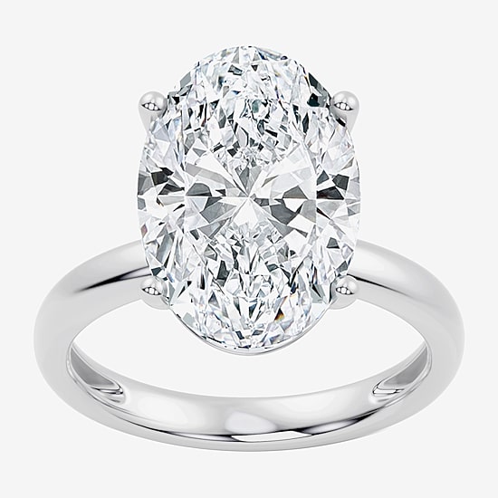 (F/Vs2) Womens 8 Ct. Lab Grown White Diamond 14K Gold Oval Solitaire Engagement Ring