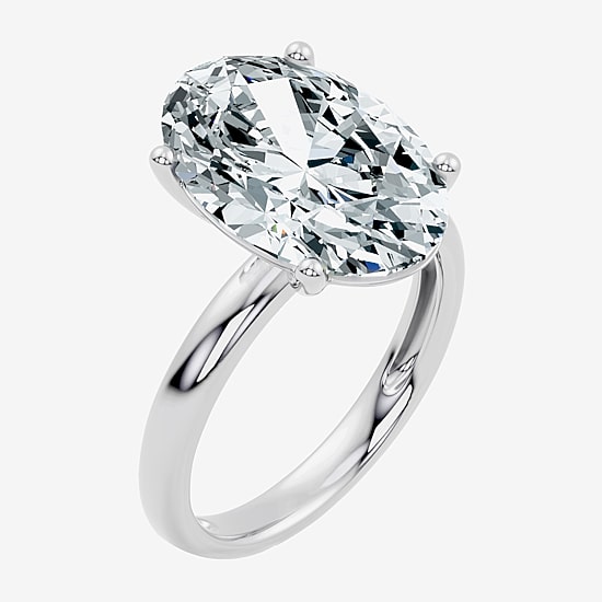 (F/Vs2) Womens 8 Ct. Lab Grown White Diamond 14K Gold Oval Solitaire Engagement Ring