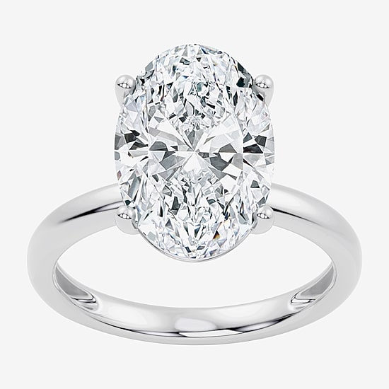 (F / Vs2) Womens 6 Ct. Lab Grown White Diamond 14K Gold Oval Solitaire Engagement Ring