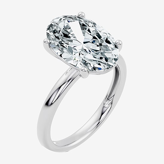 (F / Vs2) Womens 6 Ct. Lab Grown White Diamond 14K Gold Oval Solitaire Engagement Ring