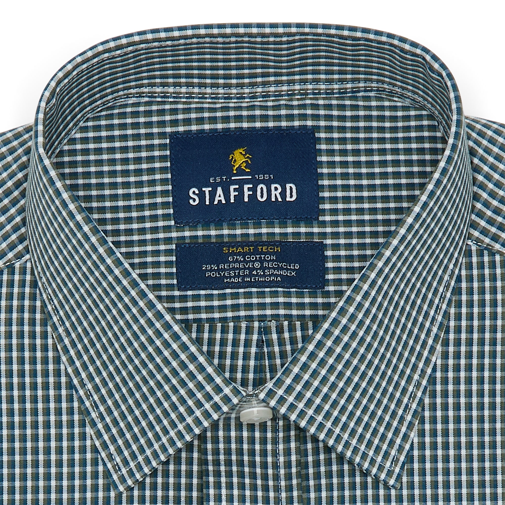 Stafford Smart Tech Mens Classic Fit Stretch Fabric Wrinkle Free Long Sleeve Dress Shirt