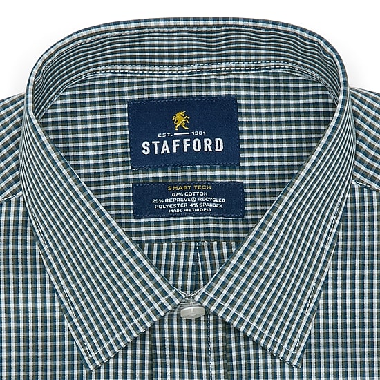 Stafford Smart Tech Mens Regular Fit Stretch Fabric Wrinkle Free Long Sleeve Dress Shirt