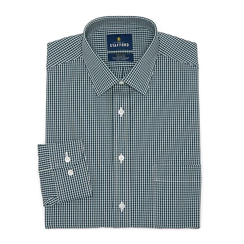 Stafford Smart Tech Mens Classic Fit Stretch Fabric Wrinkle Free Long Sleeve Dress Shirt In Green