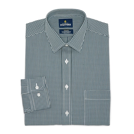 Stafford Smart Tech Mens Regular Fit Stretch Fabric Wrinkle Free Long Sleeve Dress Shirt