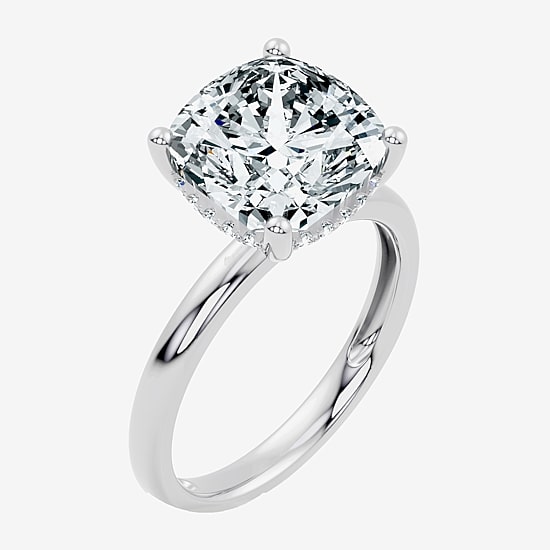 Signature By Modern Bride (F / Vs2) Womens 7 1/10 Ct. T.W. Lab Grown White Diamond 14K Gold Cushion Engagement Ring