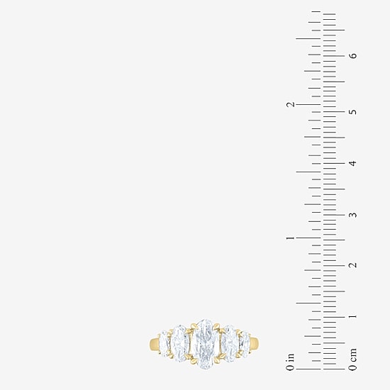 (F / Vs2) Womens 2 CT. T.W. Lab Grown White Diamond 10K Gold Oval 5-Stone Engagement Ring