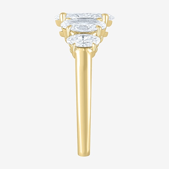 (F / Vs2) Womens 2 CT. T.W. Lab Grown White Diamond 10K Gold Oval 5-Stone Engagement Ring