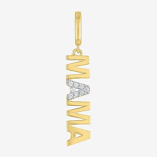 Charmed by Diamond Addiction Diamond Accent Mama (G-H / Si2- I1) White Diamond Accent 14K Gold Over Silver Charm