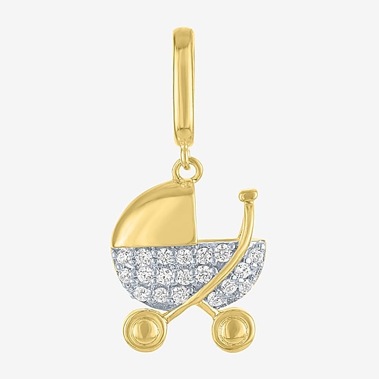 Charmed by Diamond Addiction 1/10 CT. T.W. Stroller (G-H / Si2- I1) White Diamond 14K Gold Over Silver Charm