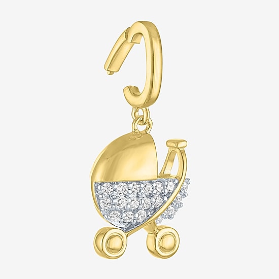 Charmed by Diamond Addiction 1/10 CT. T.W. Stroller (G-H / Si2- I1) White Diamond 14K Gold Over Silver Charm