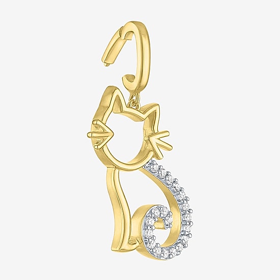 Charmed by Diamond Addiction 1/10 CT. T.W. Cat (G-H / Si2- I1) White Diamond 14K Gold Over Silver Charm