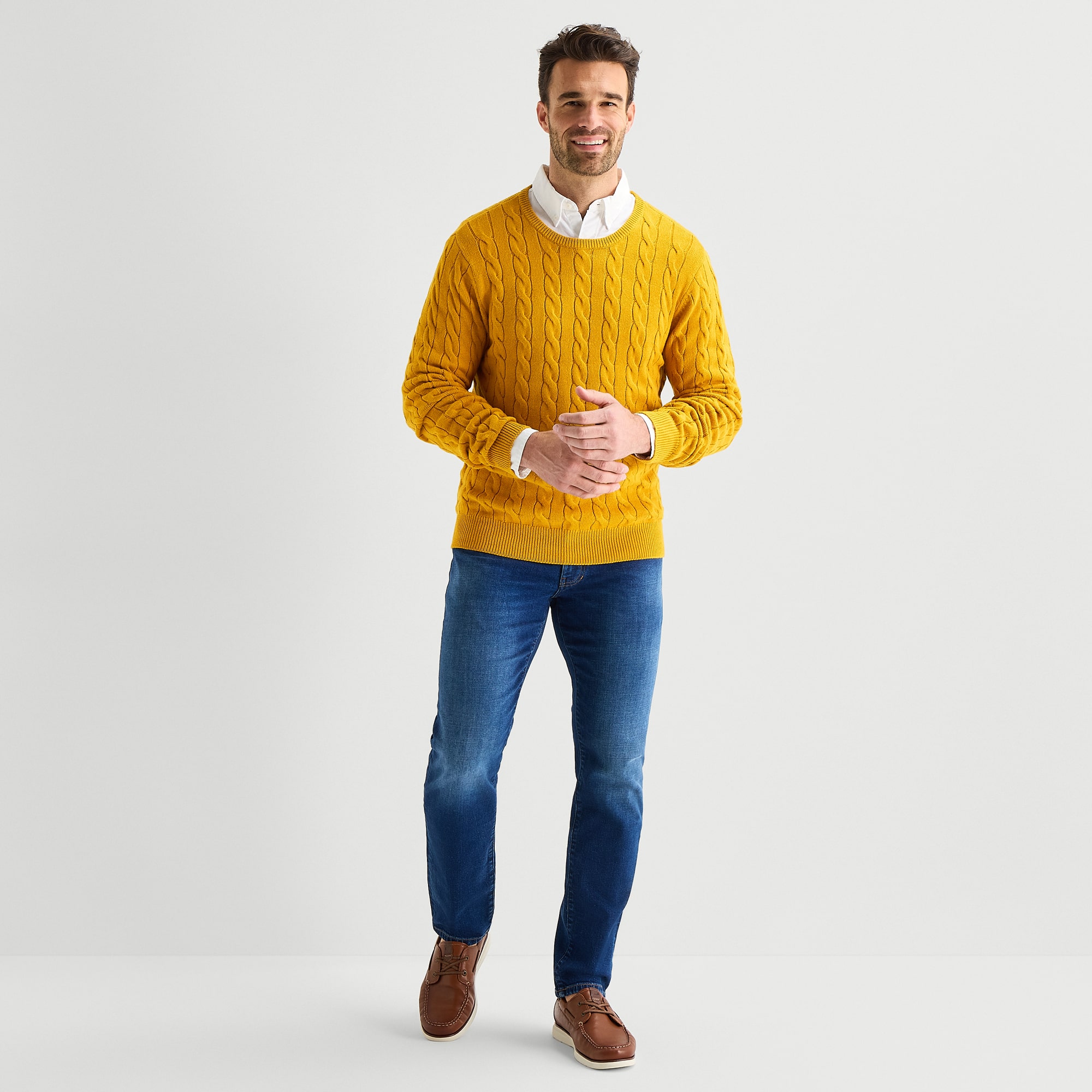 St. John's Bay Cable Mens Crew Neck Long Sleeve Pullover Sweater
