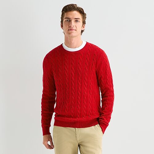 St. John's Bay Cable Mens Crew Neck Long Sleeve Pullover Sweater In Red