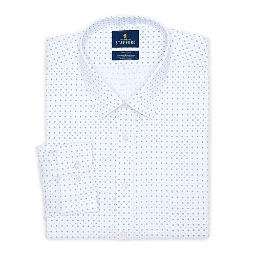 Stafford Big And Tall Smart Tech Mens Regular Fit Stretch Fabric Wrinkle Free Long Sleeve Dress Shirt, 17-17.5 36-37, White