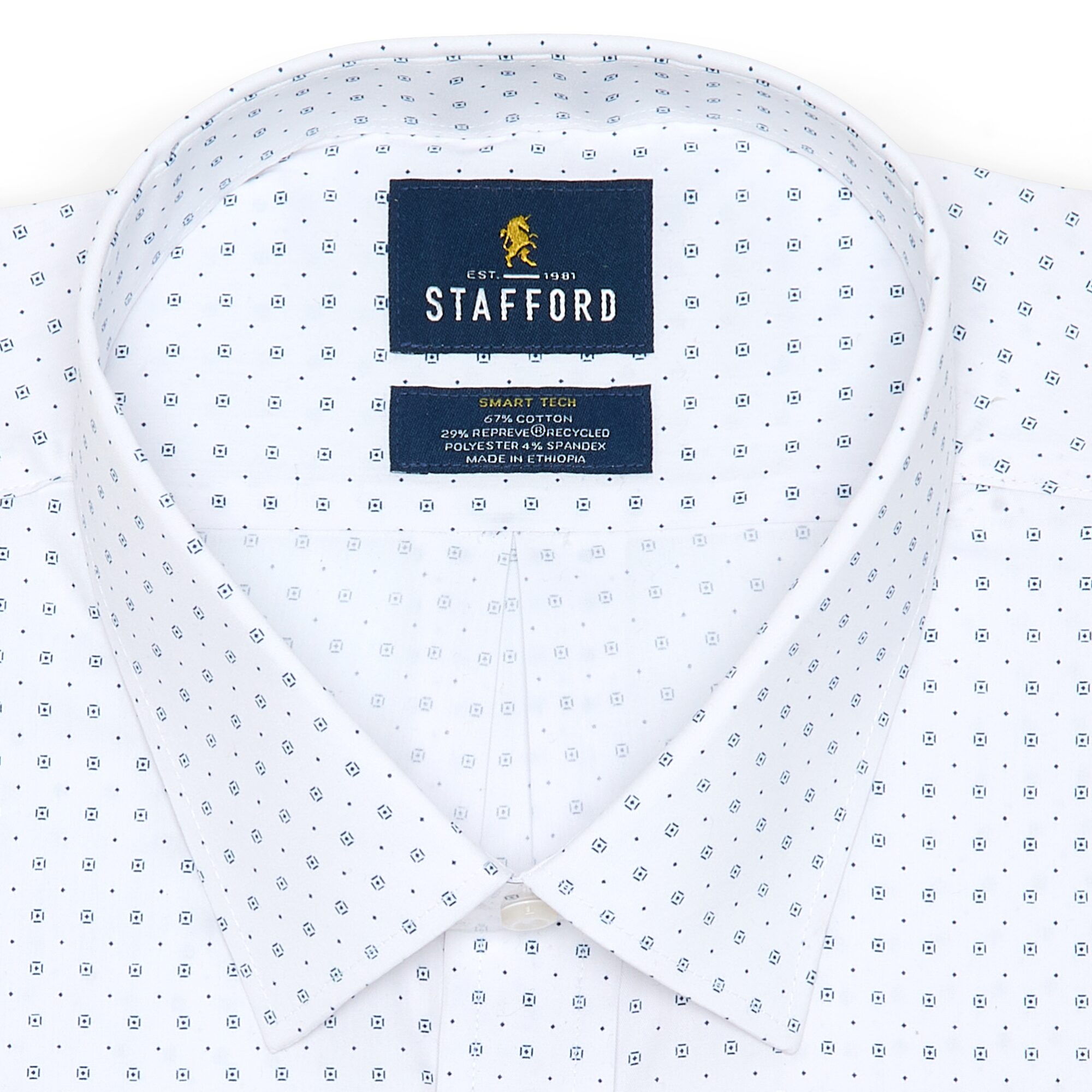 Stafford Big And Tall Smart Tech Mens Regular Fit Stretch Fabric Wrinkle Free Long Sleeve Dress Shirt