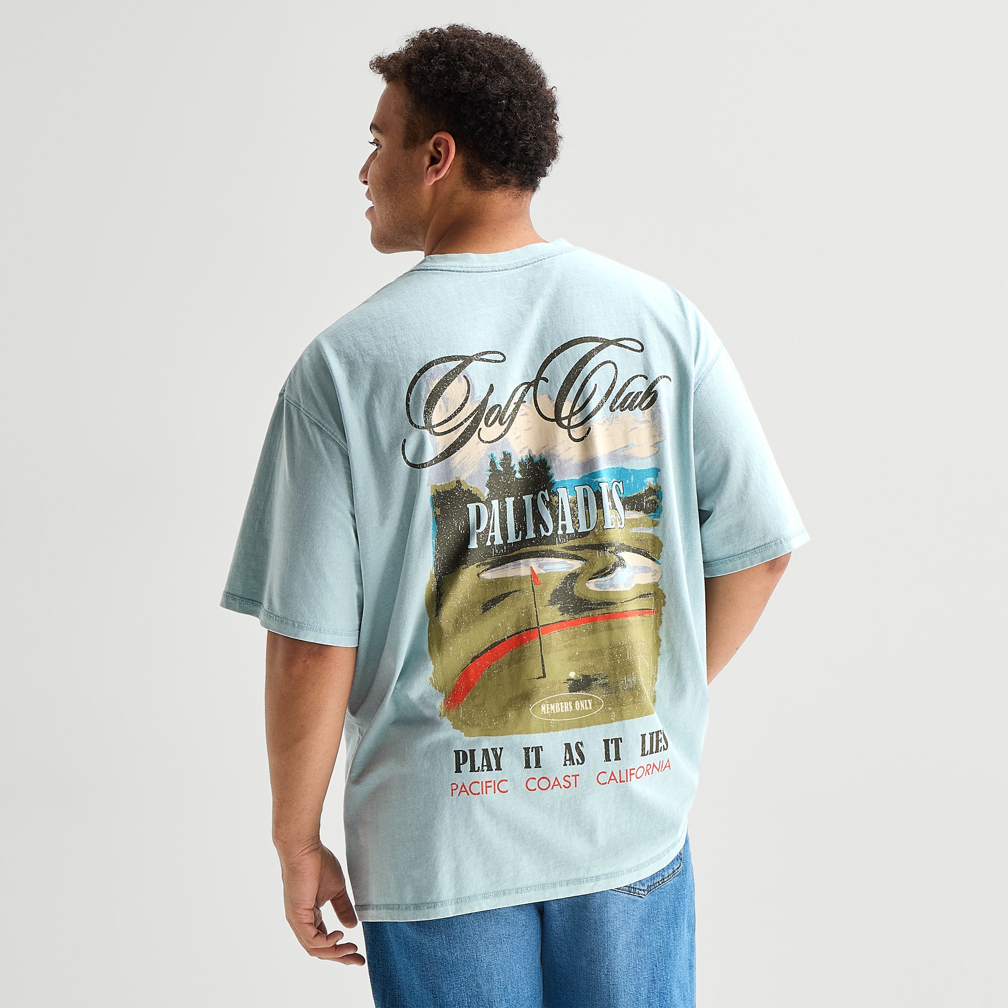 Arizona Mens Crew Neck Short Sleeve Boxy Fit Big and Tall Graphic T-Shirt
