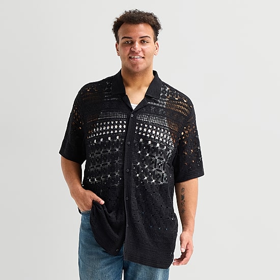 Arizona Big and Tall Mens Crew Neck Short Sleeve Polo Sweater