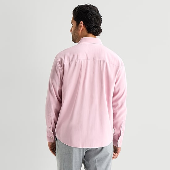 J. Ferrar Mens Long Sleeve Regular Fit Button-Down Shirt