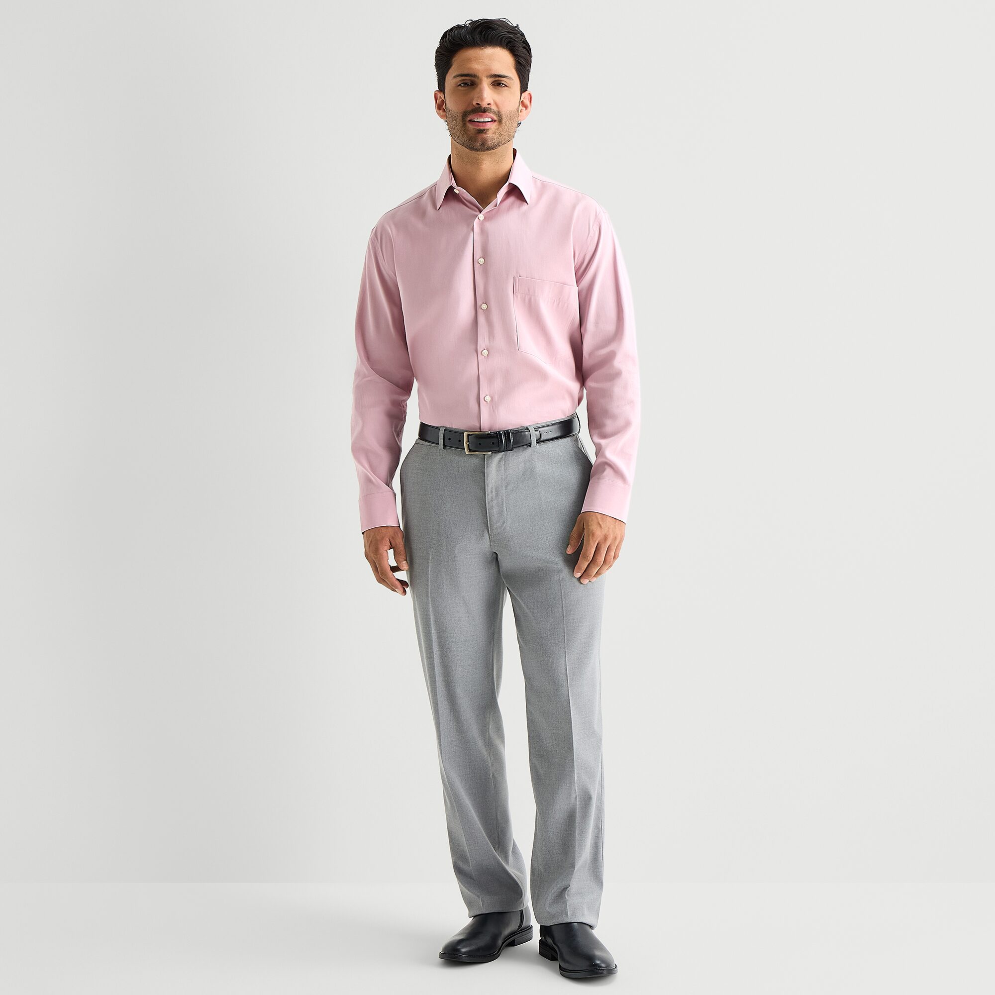 J. Ferrar Mens Long Sleeve Regular Fit Button-Down Shirt