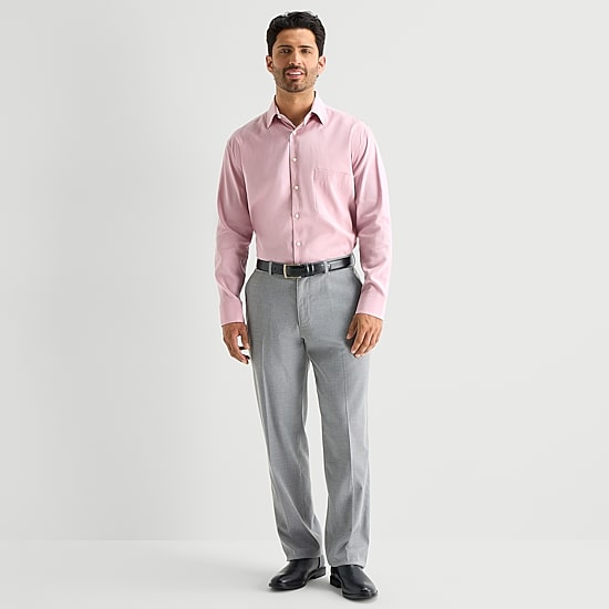 J. Ferrar Mens Long Sleeve Regular Fit Button-Down Shirt