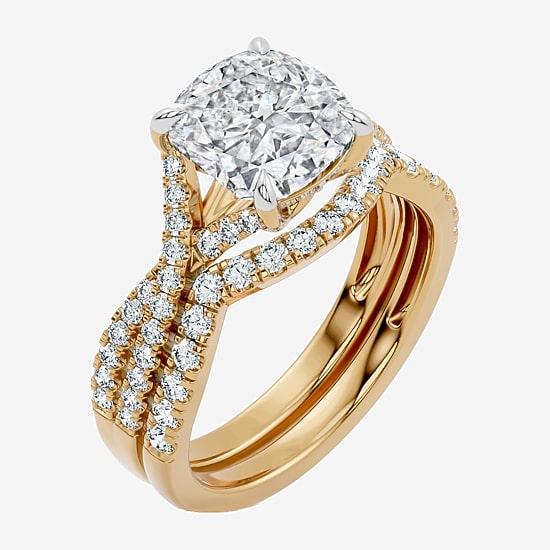 Signature By Modern Bride (F-G / Vs2-Si1) Womens 3 1/2 CT. T.W Lab Grown White Diamond 10K Gold Cushion Side Stone Bridal Set