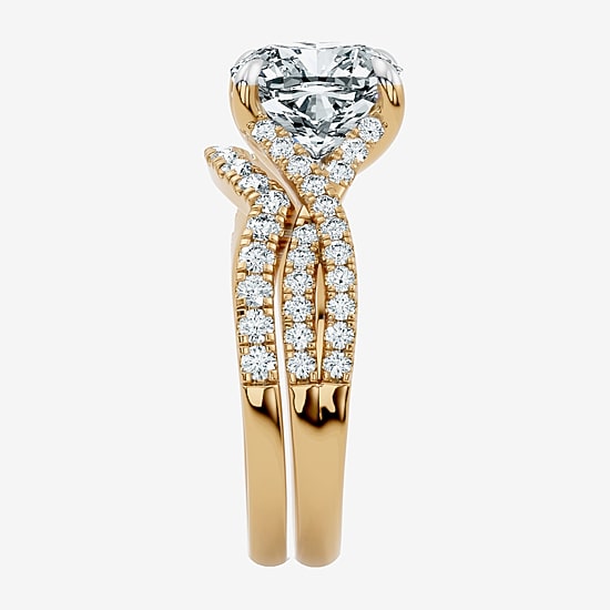 Signature By Modern Bride (F-G / Vs2-Si1) Womens 3 1/2 CT. T.W Lab Grown White Diamond 10K Gold Cushion Side Stone Bridal Set
