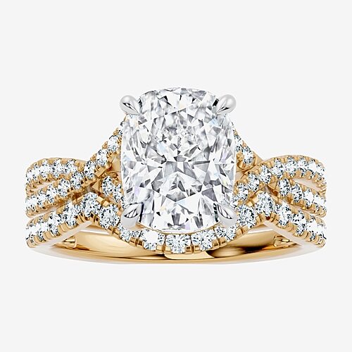 Signature By Modern Bride (F-G / Vs2-Si1) Womens 3 1/2 CT. T.W Lab Grown White Diamond 10K Gold Cushion Side Stone Bridal Set, 9, Yellow