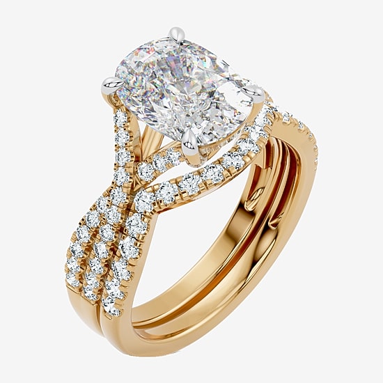 Signature By Modern Bride (F-G / Vs2-Si1) Womens 3 1/2 CT. T.W Lab Grown White Diamond 10K Gold Cushion Side Stone Bridal Set