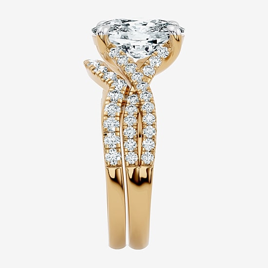 Signature By Modern Bride (F-G / Vs2-Si1) Womens 3 1/2 CT. T.W Lab Grown White Diamond 10K Gold Cushion Side Stone Bridal Set