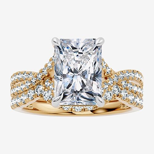 Signature By Modern Bride (F-G / Vs2-Si1) Womens 3 1/2 CT. T.W Lab Grown White Diamond 10K Gold Rectangular Side Stone Bridal Set, 9, Yellow