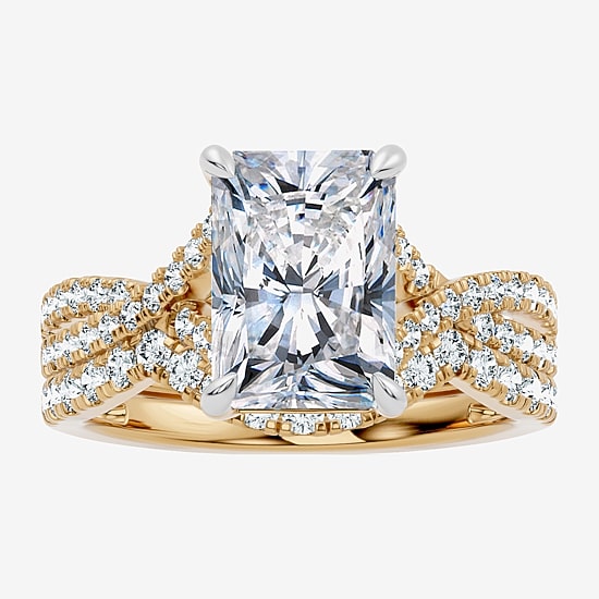 Signature By Modern Bride (F-G / Vs2-Si1) Womens 3 1/2 CT. T.W Lab Grown White Diamond 10K Gold Rectangular Side Stone Bridal Set