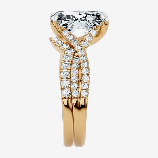 Signature By Modern Bride (F-G / Vs2-Si1) Womens 3 1/2 CT. T.W Lab Grown White Diamond 10K Gold Rectangular Side Stone Bridal Set