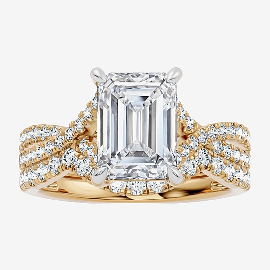 Signature By Modern Bride (F-G / Vs2-Si1) Womens 3 1/2 CT. T.W Lab Grown White Diamond 10K Gold Side Stone Bridal Set