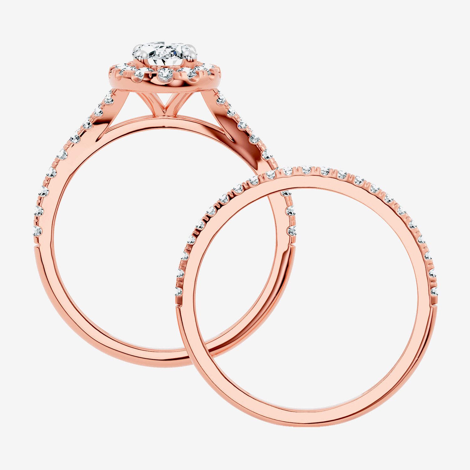 (G / Vs2-Si1) Womens 1 CT. T.W. Lab Grown White Diamond 10K Gold Oval Side Stone Halo Bridal Set