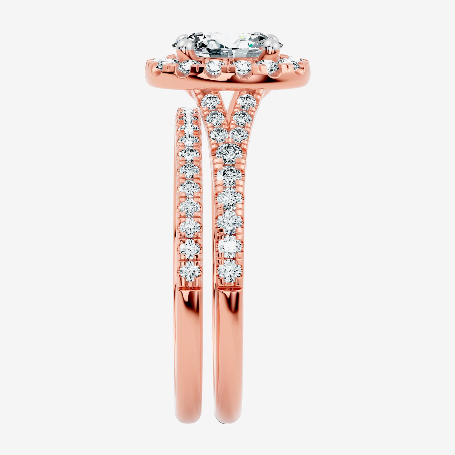 (G / Vs2-Si1) Womens 1 CT. T.W. Lab Grown White Diamond 10K Gold Oval Side Stone Halo Bridal Set
